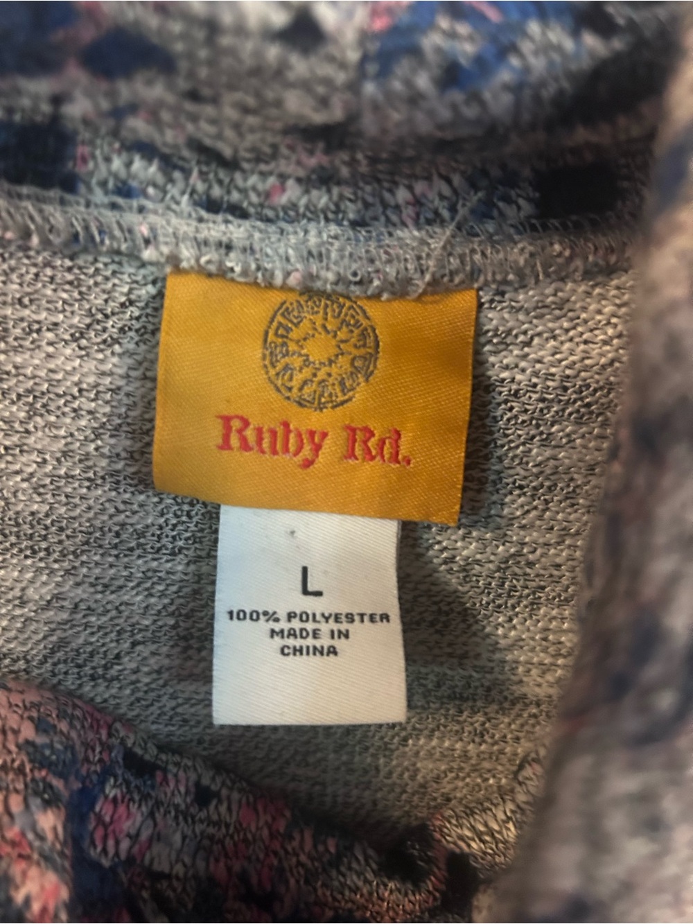 Ruby Rd. Abstract Cowl Zip Pullover - Blue & Pink - Picture 3 of 5